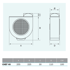 Ventilatore centrifugo da cucina 100mm. 350 m/h (Novovent CHEF400) - Product Image 2