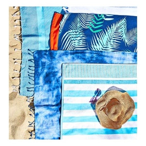 À la mode 100% coton Extra Large Super absorbant microfibre serviette de plage GOTS certifié Durable gland rayé nager adultes maison - Product Image 4