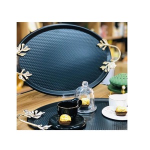 Bandeja de servicio blanca de metal de la más alta calidad con asas de diseñador, servicio perfecto para té y café, accesorios de Hotel - Product Image 2
