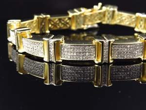 Bracelet classique en or jaune 10 carats diamant cultivé en laboratoire lien épais hommes Style Hip Hop bijoux de luxe - Product Image 2