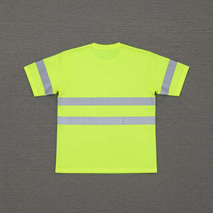 Camisetas de Trabajo de Alta Visibilidad 100% Poliéster OEM/ODM, Color Negro, con Logotipo Personalizado Serigrafiado y Cinta Reflectante para Hombre - Product Image 2