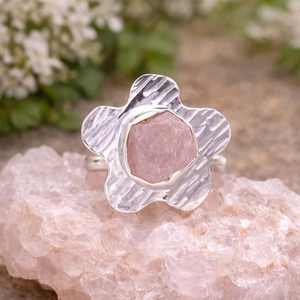 Traditional Good Quality Natural Pink <b>Rose</b> <b>Quartz</b> Raw Bezel Setting Pave 925 Sterling Silver Handmade <b>Ring</b> Fine Jewelry Party - Product Image 1