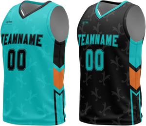 Ensemble de maillots de basket-ball personnalisés sublimés 100% polyester, nom de l'équipe 00, col en V, sans manches, uniforme en mesh respirant, unisexe adulte - Product Image 4