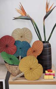 Top Deal Lotus Leaf Handfan Crafts Handfan Nuevo accesorio Vintage Concept Durable Flexible Ecológico - Product Image 6