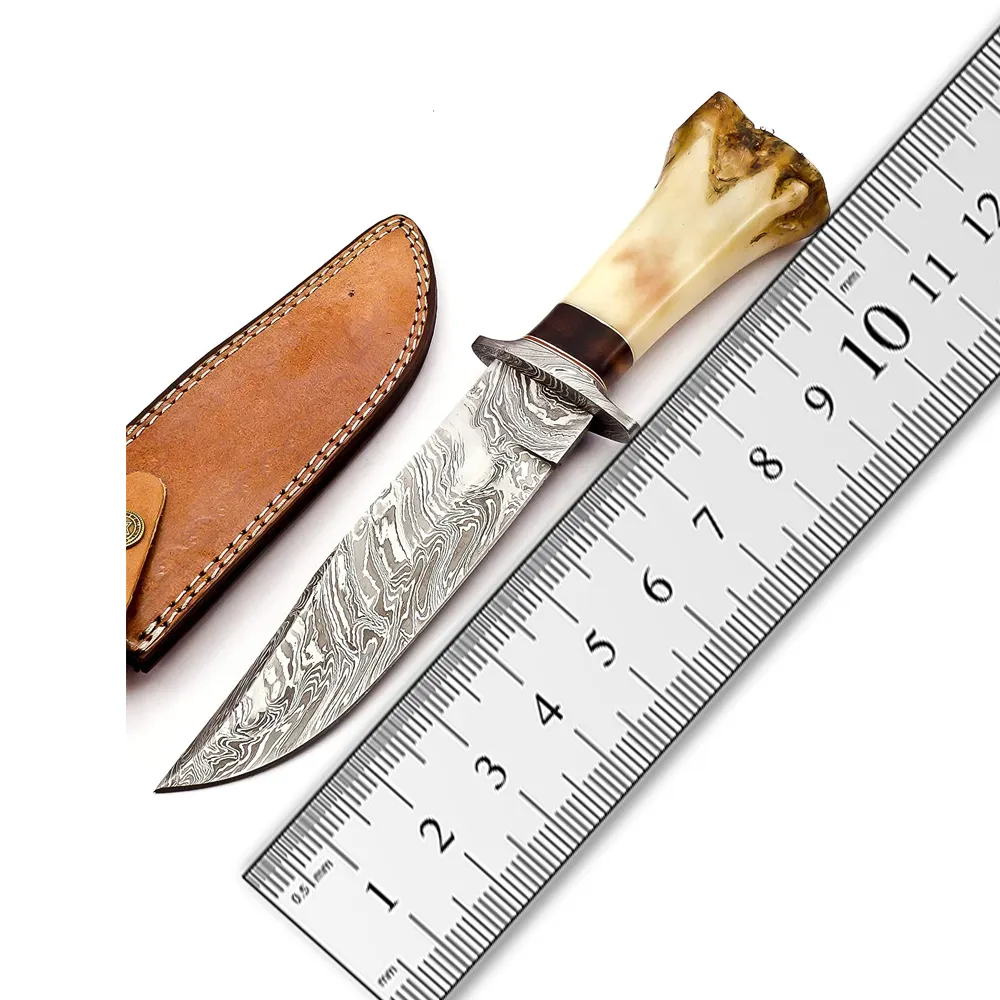 Jagdmesser Custom Forged Real Damaskus Stahl Jagd Outdoor Messer mit Harz Griff Messer für Jäger mit Ledersc heide