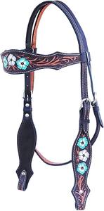 Headstall et plastron en cuir sculpté de haute qualité en vente Headstall en cuir - Product Image 2