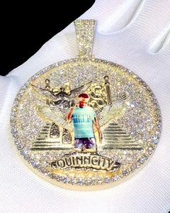 Medallón de Ojo de Horus Egipcio con Incrustaciones de Moissanita, Estilo Hip Hop, Chapado en Oro Redondo, Plata de Ley - Product Image 4