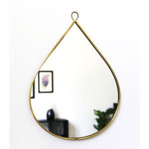 Miroir élégant en forme de cachemire doré avec cadre en métal, conception de goutte de larme, taille personnalisable, décorative murale pour le salon - Product Image 3