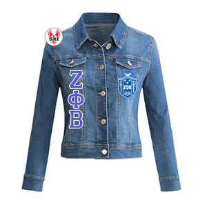 Zeta Phi Beta Diseño personalizado Sorority Denim Bomber Jacket para mujeres más finas Tallas grandes Impermeable para invierno - Product Image 5