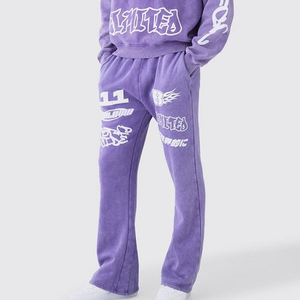 Ensemble survêtement hiver deux pièces personnalisable de haute qualité en molleton 100 % coton, pantalon de jogging et sweat à capuche évasés, avec logo imprimé - Product Image 4