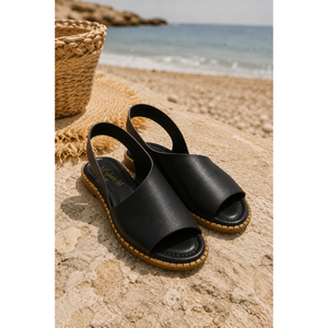 Fashion Trend Black Comfort Slides <b>Sandals</b> with Strap Back Open <b>Closed</b> Square Toe Platform Slip-On Closure for Outdoor Use - Product Image 1
