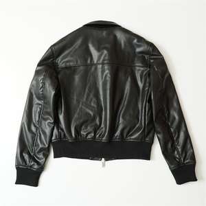 Veste en cuir de vache de haute qualité pour homme, élégante, lisse, imperméable, respirante, couleur unie, double fermeture éclair, col montant - Product Image 2