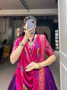 Tussar soie mariage lehenga Choli pour les femmes, Patola Chaniya Choli pour Garba, lehenga tenue traditionnelle pour demoiselle d'honneur - Product Image 4