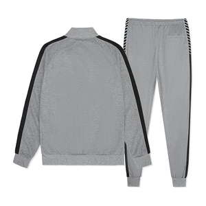 Survêtement gris à imprimé géométrique pour homme, manches longues, fermeture éclair, tenue de jogging sportive, respirant, polyester et coton, vêtements d'automne - Product Image 2