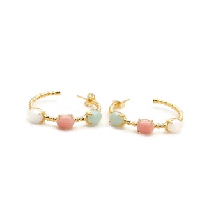 Bonitos pendientes de piedras preciosas de piedra lunar de melocotón, conjunto de puntas, joyería de estilo colgante, pendiente de piedras preciosas envuelto en alambre de corte ovalado, regalo de joyería - Product Image 4