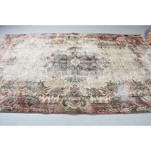 5.4x9.6 ft Large Turkish Rug, Vintage Rug, <b>Brown</b> Pink Floral <b>Wool</b> Rug - Product Image 4