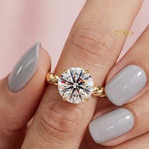 Anillo de Compromiso Solitario de Plata 925 con Corte Redondo, Banda de Cuerda Trenzada, Anillo de Diamantes, Joyería Nupcial Clásica - Product Image 3