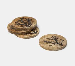 Sous-verre rustique en bois naturel, bord en écorce, rond, dessous-de-plat, petit bloc à découper, base pour artisanat DIY, vente en gros, maison, cuisine - Product Image 1