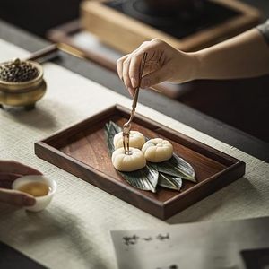 Plateau Plateau à thé carré en bois Plateau à dessert Home (One Color-S) - Product Image 4