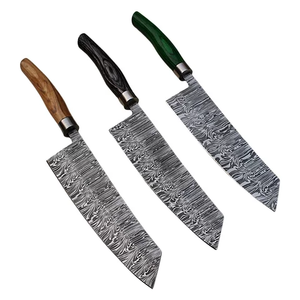 Couteau couperet en acier damas forgé à la main SCL avec différentes couleurs de bois. Couteau de chef en acier Damas pour la cuisine - Product Image 5