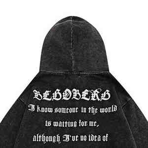 Sudadera con Capucha Gótica con Cierre para Mujer 2025, Estilo Urbano Vintage Lavado con Estampado de Letras y Logotipo Bordado para Entusiastas del Estilo Urbano - Product Image 4