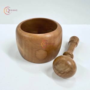 Mortero y Maja de madera Vintage estándar para triturador de hierbas, molinillo de especias, utensilios de cocina hechos a mano, herramienta en la India - Product Image 3