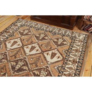 พรมวินเทจตุรกี ขนาด 5.3x9.3 ฟุต พรมขนสัตว์เปอร์เซียสีน้ำตาล - Product Image 5