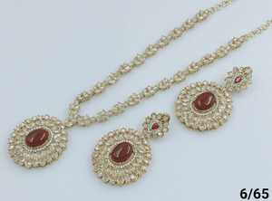 New Design Oval Shape Fancy Gold Plated Traditional Stone Kundan Studded Long Necklace Earring Mangtika <b>Set</b>&<b>Jewellery</b> <b>Set</b> <b>Girl</b> - Product Image 5