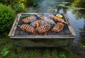 Parrilla de Carbón de Acero Resistente Dorello con Control Táctil de Seguridad para Depleción de Oxígeno, 55x45 cm, Cocina Portátil para Exteriores, Barbacoa Mangal - Product Image 1