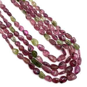 Perles ovales multi-tourmaline naturelles de 18 pouces 5.5*9.5-10*13 MM 100 CT perles de pierres précieuses polies pour cadeau de bijoux de mode - Product Image 2