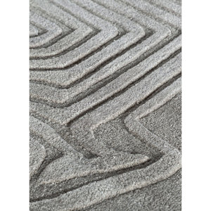 Tapis en laine et viscose tufté à la main gris et noir à motif abstrait pour la maison et les expositions, tapis moelleux pour salon - TNQ-1124 - Product Image 3