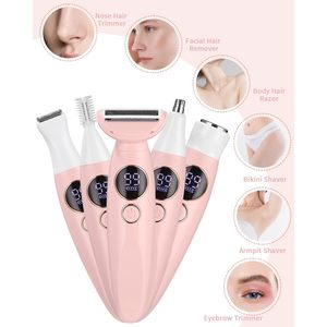 Rasoir Électrique Rechargeable USB 5-en-1 pour Femme Rose, Tondeuse Bikini Intime, Rasoir Rotatif Humide/Sec, Lames Remplaçables Lavables - Product Image 2