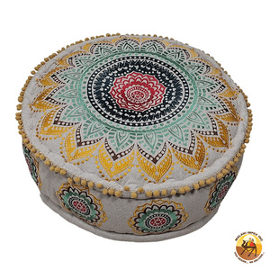 เก้าอี้ผ้าอินเดียทรงกลมสไตล์โบฮีเมียน40X40X20ซม. เก้าอี้ตกแต่งบ้านสไตล์ศิลปะทำมือสไตล์คลาสสิกสมัยใหม่ - Product Image 6