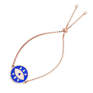 Pulsera ajustable de esmalte de ojo ajustable turco, venta al por mayor, joyería de plata de ley 925 turca - Product Image 1