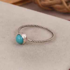 Bague en argent sterling 925 avec turquoise Kingman pour femme, cadeau pour elle - Product Image 4
