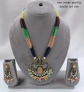 Long Motipearl Mala & Drop Pendentif Collier Ensemble À La Mode Ton Or Kundan perle Collier Boucles D'oreilles Ensemble Avec Femmes Filles - Product Image 3