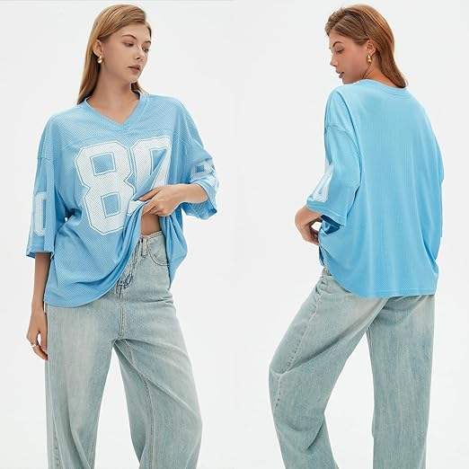 Fast Shipping Long Boxy Fit Drop Shoulder Mesh Custom Sublimation Polyester Jersey American Retro Soccer Jersey Men's T-shirts