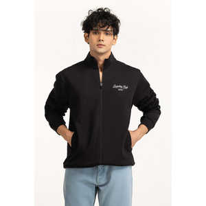 Chaqueta de Punto Reversible Informal con Cuello Alto, Corte Regular, Cierre de Cremallera, Temporada Otoño, MN-KNJ-WS25-010, Tela de Cuero, Talla XS - Product Image 2