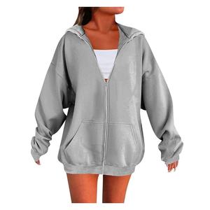 Sweat à capuche zippé en polaire lourd personnalisé pour femmes capuche d'hiver surdimensionnée de grande taille sweats à capuche de haute qualité prix de gros - Product Image 5