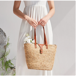 กระเป๋าสานมือข้างหนึ่งสำหรับผู้หญิงกระเป๋าฟางถักโครเชต์กระเป๋าชายหาดส่งตรงจากผู้จำหน่ายอินเดีย - Product Image 2