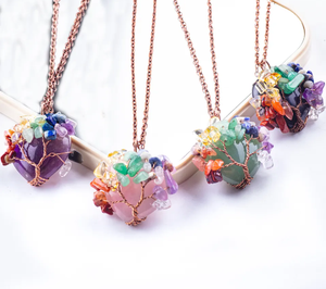 Rose Quartz Amethyst Heart Shape <b>Necklace</b> Pendant Handmade <b>Copper</b> Wire Wrapped Chrakra Gemstone Crystal for Jewelry Making - Product Image 2