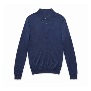 Camiseta Polo de Manga Larga para Hombre, Diseño de Moda, Talla Grande, Tejido de Punto 100% Lana Merino, Venta Caliente 2025 - Product Image 2