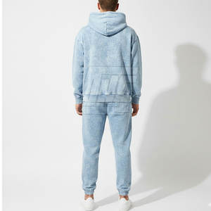 Ensemble survêtement oversize pour homme, lavage à l'acide, coupe ample, sweat-shirt et pantalon de jogging en coton, deux pièces, pour la mode streetwear, vente en gros - Product Image 2