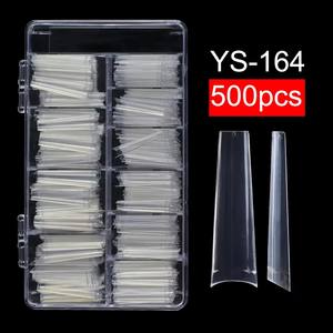 AILLSA ODM OEM 도매 엑스트라 롱 XXL 클리어 스퀘어 관 모양 네일 팁 No C 곡선 모양 젤 X 전체 하프 커버 네일 팁 - Product Image 6