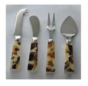 Juego de cubiertos de acero inoxidable con mango de cuerno Natural, juego de cubiertos de calidad superior para el hogar, corte de queso, diseño único y elegante - Product Image 1