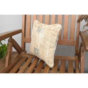 Almohada de lana Beige Ikat de 12x12 pulgadas, almohada cuadrada rústica Premium, técnica tejida portátil para uso en el hogar y el sofá para Navidad - Product Image 3