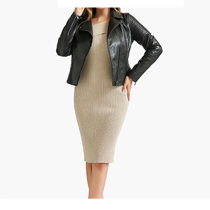 Veste en cuir véritable pour femmes avec remplissage en coton Design propre Confortable Sensation intemporelle pour s'adapter à chaque saison Garde-robe - Product Image 2