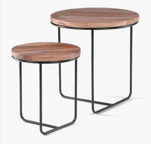 Ensemble de tables basses modernes en bois avec cadre en métal pour le salon et la chambre à coucher, meubles de maison - Product Image 5