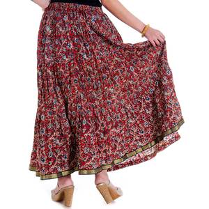 กระโปรงแมกซี่โบฮีเมียนยาวสำหรับผู้หญิงกระโปรงพิมพ์ลายดอกไม้ลำลองหลากสีสไตล์ย้อนยุค - Product Image 4