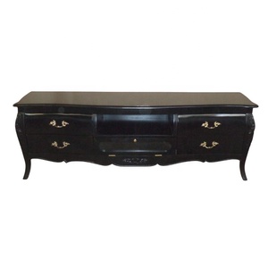 Mueble de TV de Madera Estilo Europeo, Mesa de TV Pintada en Negro, Mueble de TV Antiguo para Hotel, Muebles de Sala de Estar - Product Image 3